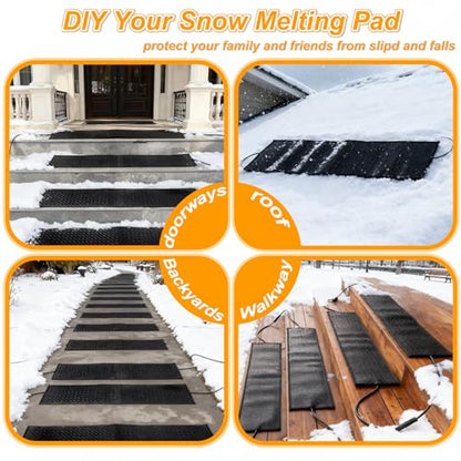 Snow Melting Mat, 30 x 48in Non-Slip Electric Heated Foot Mat, Heated Walkway Mat with Power Cord and Timming, Rubber Snow and Ice Heated Pad for Winter Outdoor Stairs, Sidewalks, Garages - size: 30'' x 48''