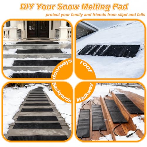 Heated Snow Melting Mats,10x30in (3pcs) Snow Melting Mats Outdoor,Electric Ice Melting Mats for Winter Snow Removal,Heated drivewayDriveway Walkway Mats Outdoor with 10ft Power Cord - size: 10'' x 30''
