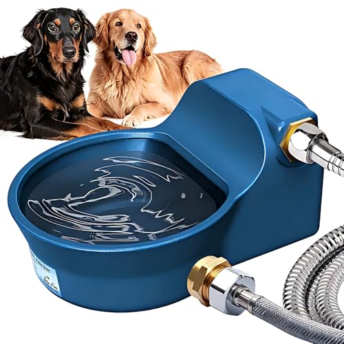 Patented Automatic Dog Water Dispenser, 2L Dog Water Bowl Dispenser Fit 3/4''GHT Faucet, Outdoor Automatic Water Dispenser for Dogs Chicken Waterer, Accessories Included: Water Hose, Copper Connector