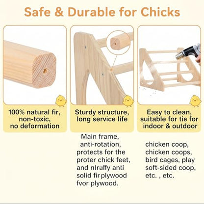 Anti-Rotation Chick Perch, Fir Wood Chicken Roosting Bar for Brooder, Heavy Duty Training Stand for Baby Chicks & Poultry, Easy to Assemble Coop Accessories