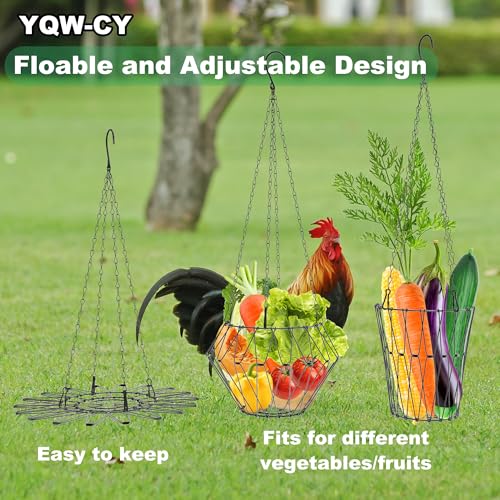 Hanging Chicken Feeder, Foldable Chicken Vegetable Fruits Feeder, Poultry Feeding Holder Basket with Hanging Chain, Veggie Treat Ball for Chicken Coop Accessories (2 Pack) - style: 2 Pack