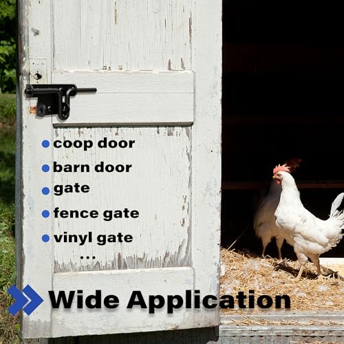 Black Slide Bolt Gate Latch - Dual Mode Installation Design | Heavy Duty Gate Latches with Padlock Hole for Wooden/Vinyl Fence & Barn Doors, 3 Pack