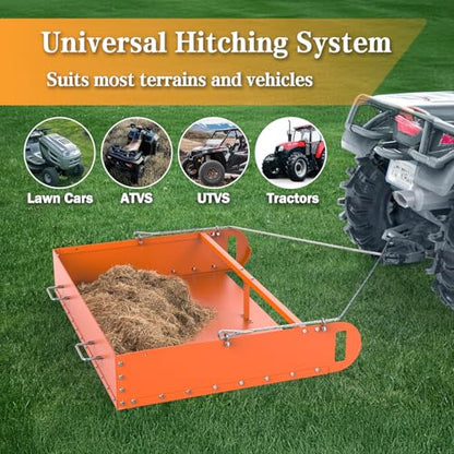 Pasture Manure Scoop, Tow Behind Manure Scoop for Horses Paddocks, Picks Up for Small Manure from Horse, Sheep, Goat, Alpaca, Instead of a Manure Fork ATV Rake