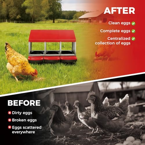 Chicken Nesting Box 3-Compartment Roll-Out with Pull-Out Trays, Egg Nesting Boxes for Hens, Chicken Coop Laying Box,Easy Wall Mounting with Metal Legs - color: Nesting Box Pads, size: 3 holes