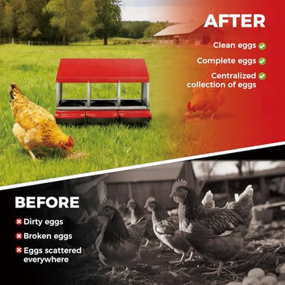Chicken Nesting Box 3-Compartment Roll-Out with Pull-Out Trays, Egg Nesting Boxes for Hens, Chicken Coop Laying Box,Easy Wall Mounting with Metal Legs - color: Nesting Box Pads, size: 3 holes