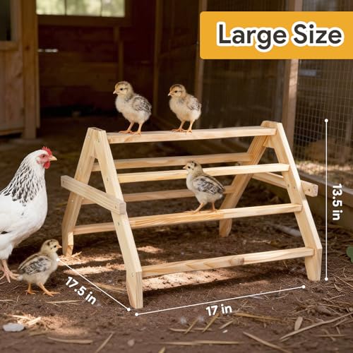17" Extra Long Chicken Perch, 3-in-1 Chicken Roosting Bars with Swing, Natural Pine Wood Chicken Roost, Chicken Coop Accessory for Hens, Chicks, Parrots & Other Birds