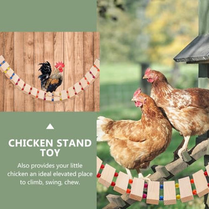 Wooden Bird Ladder for Chickens and Roosters, Natural Wood Chicken Perch with Chewing and Exercise Features, Poultry Coop Accessory for Hens and Birds