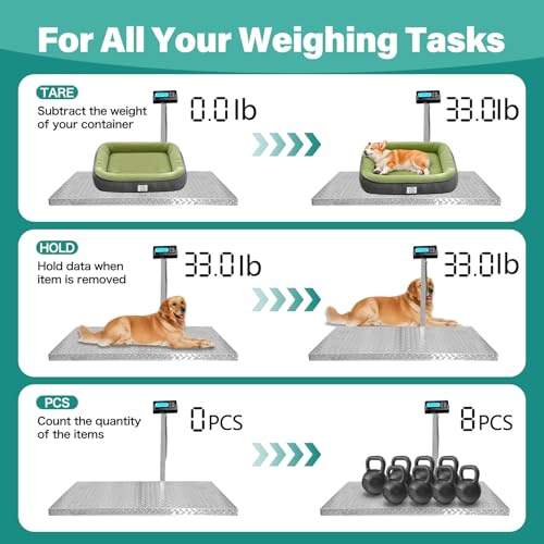 1100lb Livestock Scale, Dog Scales for Large Breed, Heavy Duty Animal Scale pet Scale, Large Platform 40"x20", Non-Slip Surface, with Stand Rod - style: 1100 lbs