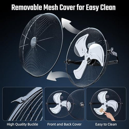 Simple Deluxe 18 Inch Industrial Wall Mount Fan, 3 Speed Metal Fan for Warehouse, Greenhouse, Workshop, Patio, Factory and Basement, Black - size: 18 Inch