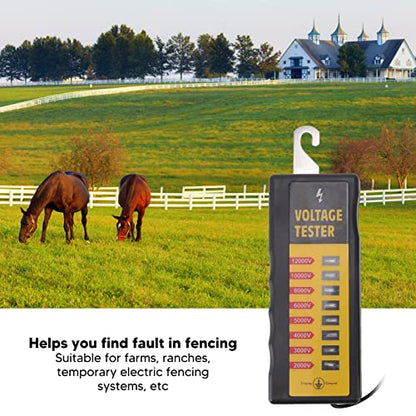 Electric Fence Tester, Electric Fence Voltage Tester, 8 Neon Lights 2000-12000V Waterproof Fault Finder for Farms Livestock