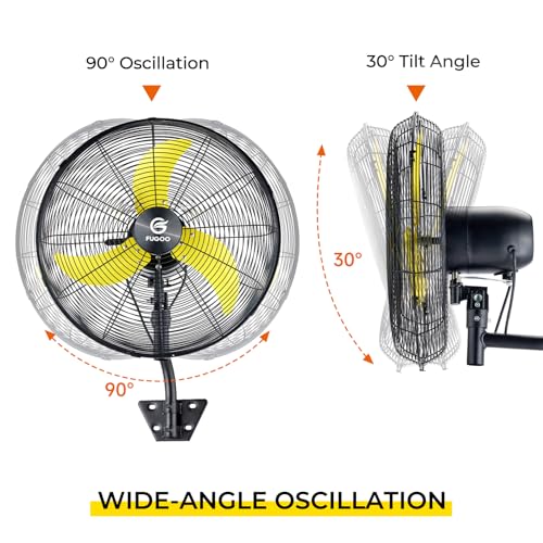 FUGOO 24'' Outdoor Oscillating Wall Fan With All Sealed Brushless DC Motor, 4-Speed Waterproof Outdoor Fan, Heavy Duty Industrial Wall Mount Fans for House,Patios, Commercial, Garage, Warehouse - size: 24-inch