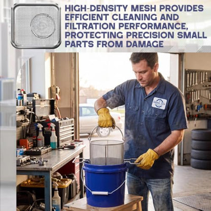 1 Pcs 1/32″ Mesh 2 Gallon Dip and Drain Stainless Steel Part Cleaning Strainer Basket for Buckets Swing Handle for Mechanics Auto Parts Washing Garage Shop Home Workshop, Bucket Not Included - size: 2 Gallon,1/32″