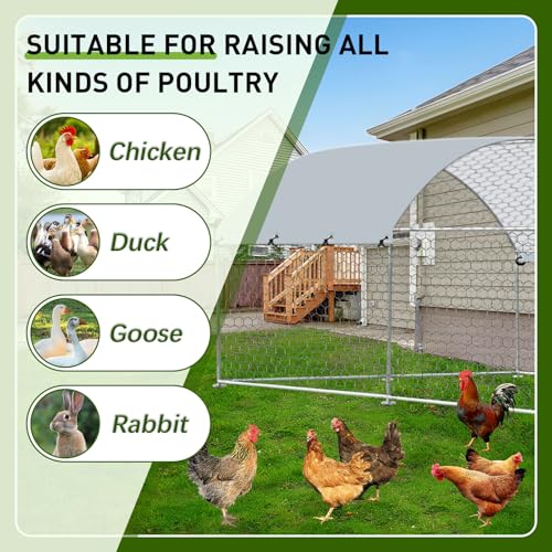Large Chicken Coop, Walk-in Chicken Runs for Yard with Poultry Chicken Runs House Pen Cage, Chicken Coops with Water Poof & UV Resistance Cover for Outdoor Backyard Farm 9.84Lx19.68Wx6.6H FT - size: 117.6"L x 236.2"W x 76.8"H