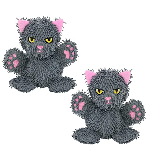 MIGHTY Tuffy 2 Pack Microfiber Medium Ball Cat Dog Toy | Ultra Durable Plush Toy with Multiple Layers & Reinforced Seams , Washable and Floats , Mighty® Construction - color: 2PK Grey Cat