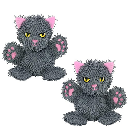 MIGHTY Tuffy 2 Pack Microfiber Medium Ball Cat Dog Toy | Ultra Durable Plush Toy with Multiple Layers & Reinforced Seams , Washable and Floats , Mighty® Construction - color: 2PK Grey Cat