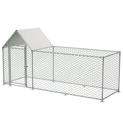 Large Walk-in Chicken Coop, Heavy Duty Metal Chicken Run for Backyard, Outdoor Poultry Habitat with Waterproof UV Cover for Duck Rabbit, Predator-Proof Lockable Door (10' L x 3.5' W x 5' H)