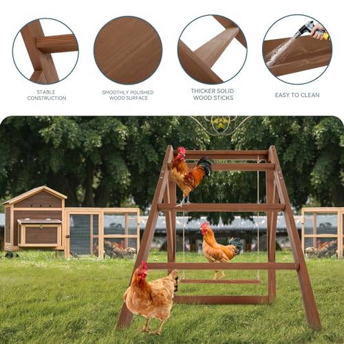 PETSFIT Chicken Perch for Pet's Healthy and Happy,4 Chicken Roosting Bars with Swing Fit for 8-10 Chickens,Ideal for Backyard Coops,Farms,Easy to Assemble and Clean