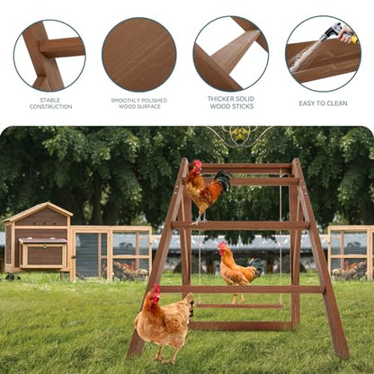 PETSFIT Chicken Perch for Pet's Healthy and Happy,4 Chicken Roosting Bars with Swing Fit for 8-10 Chickens,Ideal for Backyard Coops,Farms,Easy to Assemble and Clean