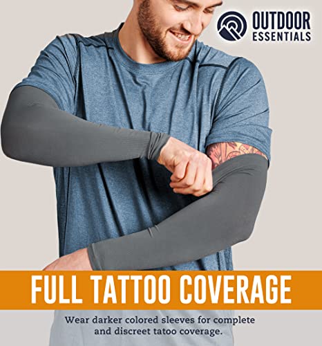 OutdoorEssentials UV Sun Sleeves for Men & Women, Cooling Arm Sleeves UPF 50+ | Golf, Tattoo Cover Up, Sun Protection - color: (6 Pairs): 2 Black, 2 Dark Gray, 2 Light Gray