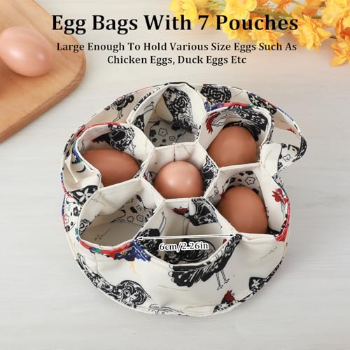 Egg Collection Basket, Egg Bags, Portable Eggs Carrier, Eggs Gathering Basket with 7 Pouches for Home Garden Farm Use