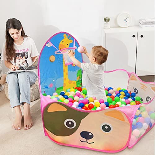 Kids Ball Pit, Pop Up 3+Children Play Tent, Toddler Ball Pool Baby Crawl Playpen with Basketball Hoop, Portable Toys for Girls Boys, 4 ft / 120 cm, Balls Not Included, Animal - style: Animal