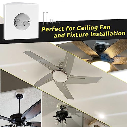 Fan Mounting Box, Ceiling Fan Mounting Bracket, Ceiling Fan Mounting Box, Ceiling Fan Mounting Kit, Fan Mounting Bracket, Fits Cathedral Ceiling Angles of 80° or Up, White,1-Pack - color: White