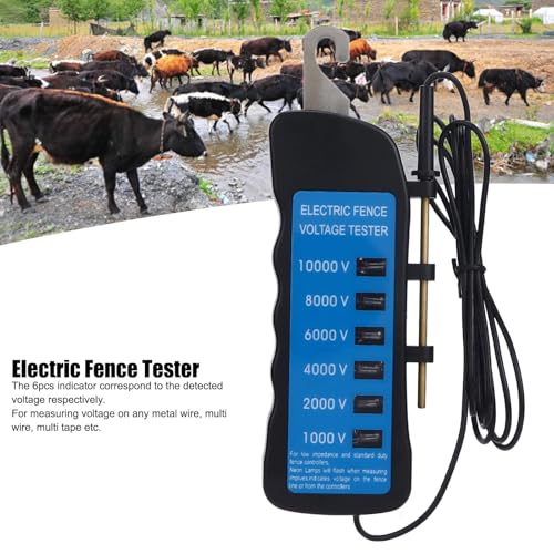 Electric Fence Tester, Electric Fence Voltage Tester Portable Testing Tool with 6pcs Light for Farm Gardening Tools