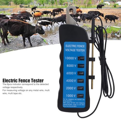 Electric Fence Tester, Electric Fence Voltage Tester Portable Testing Tool with 6pcs Light for Farm Gardening Tools