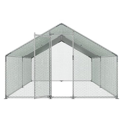 VEVOR Large Metal Chicken Coop, 9.8x13.1x6.5 ft Large Walk in Chicken Runs for Yard with Cover, Hen House Enclosure with Security Lock, Outdoor Duck Rabbit Cage Poultry Pen for Backyard, Farm, Yard - size: 118.6"L x 154.7"W x 78.4"H