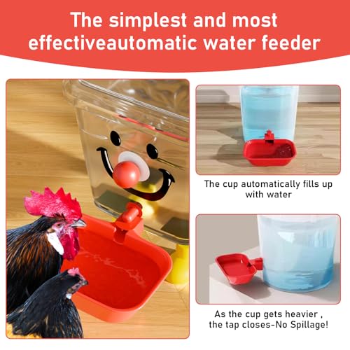 XL Chicken Waterer Cups – 4 Pack Large Automatic Chicken Water Cups for Chicken Coop & Chicken Coop Accessories, Ducks, Geese & Turkeys