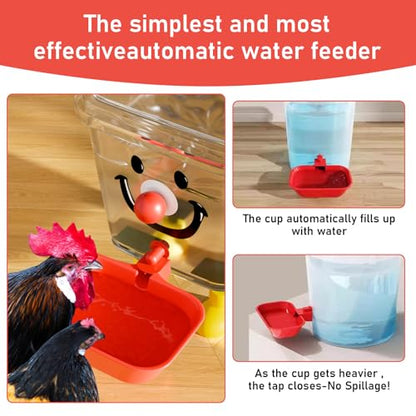 XL Chicken Waterer Cups – 4 Pack Large Automatic Chicken Water Cups for Chicken Coop & Chicken Coop Accessories, Ducks, Geese & Turkeys