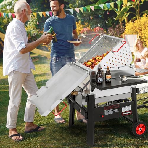 Creole Feast CFB1001A 90 QT Crawfish Boiler, Outdoor Single Sack Propane Gas Cooker with Folding Cylinder Mounting Bracket and Stirring Paddle for Seafood & Crawfish Season, Black - size: 90 quart