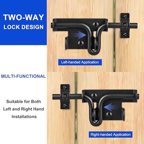 Heavy Duty Slide Bolt Gate Latch with Padlock Hole - Universal Security Lock for Wooden Fence, Metal Gate, Shed Door-3 - size: 3 Pack