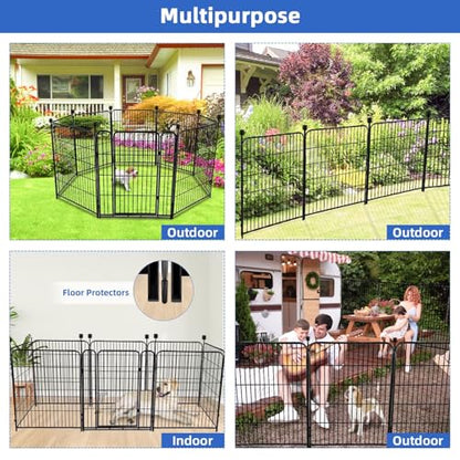 ADAVIN 48 in(H) Garden Fence Panels, 8 Panels Total 17.7 Ft(L), Heavy Duty Iron Metal Animal Barrier Fence, Fencing for Flowers Beds, Camping Fence, No Dig Garden Border Fencing for Yard（No Gate） - size: 8panels-48in(H)×17.7ft(L) no door