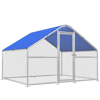 Large Metal Chicken Coop with Hexagonal Chicken Wire, Chicken Coop Run Pen for Yard with Waterproof Cover, Outdoor Large Walk-in Chicken Coops for 8 Chickens Duck Pen House Cage Run - size: 78.7"L x 78.7"W x 74.8"H