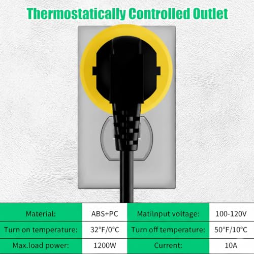 Yellow Thermostatically Controlled Outlet - On at 32°F/Off at 50 °F, Thermostat Plug Outlet, Auto Close, for Chicken Water Coop Heater Heated Water Bowl Bird Bath Deicer Roof Cable (2 Pcs) - style: Yellow 2Pcs