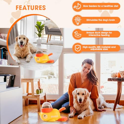 Interactive Dog Treat Dispenser Toy, 2026 New Duck Shape Puzzle Feeder,Interactive Dog Food Dispenser with Press Button and Rotating Design,Slow Feeding Game for Dogs and Cats