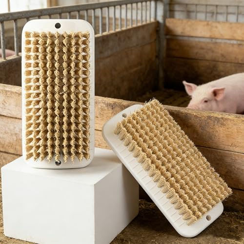 2 Pcs Pig Enrichment Toy, Mini Pigs Self Cleaning Slicker Brushes, Pet Grooming Brush & Scratch Toy 2-in-1 for Mini Pig, Dogs, Cats