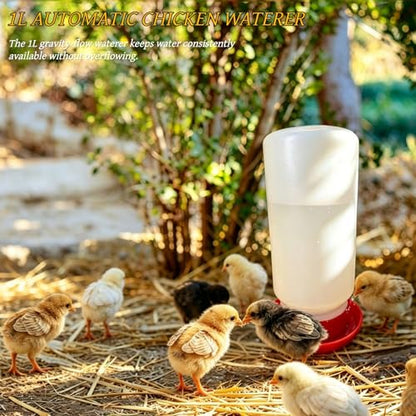 Chick Starter Kit with 75w Heat Lamp, 5-in-1 Baby Chicken Brooder Supplies, Feeder & Waterer Set, Perch with Mirror for Coop Brooder Poultry Duck Quail Bird