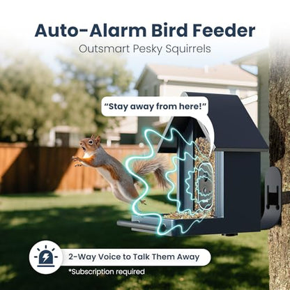 Smart Metal Bird Feeder with Camera, Deep Blue | Squirrel Proof, 2.5K UHD AI Identification, Wireless Solar Powered, Real-time Videos & IMG, Outdoor for Garden Birding, Gift - color: Blue