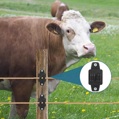 Electric Fence Insulators for Wood Post Claw Black, 100 Set | 3.35" UV-Stabilized Plastic Insulators Accessories with 200 Screws for Wire Polywire Poly Rope Fencing on Farms