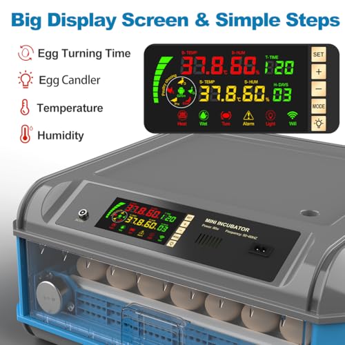 Egg Incubator for Hatching Eggs - Chicken Egg Incubator with Automatic Egg Turning, Humidity Control, Water Adding System, Egg Candler, Ideal for Chicken, Duck, Quail Eggs (24 Eggs) - size: 22 Eggs
