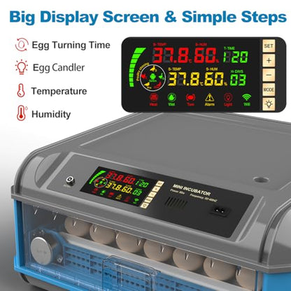 Egg Incubator for Hatching Eggs - Chicken Egg Incubator with Automatic Egg Turning, Humidity Control, Water Adding System, Egg Candler, Ideal for Chicken, Duck, Quail Eggs (24 Eggs) - size: 22 Eggs