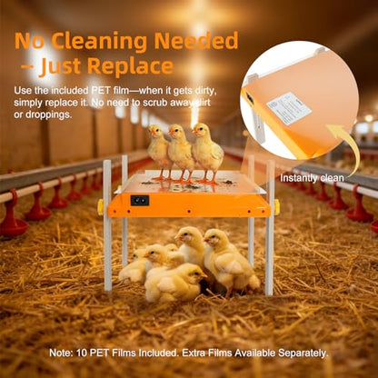 Chick Brooder Heating Plate, Briidea 80W Brooder Heater with 110–130℉ Constant Heat, Energy-Efficient, Adjustable Height & Angle, 10 PET Cleaning Film, Warmth Like Hen, 10" x 10" for 15 Small Poultry - color: Straight support