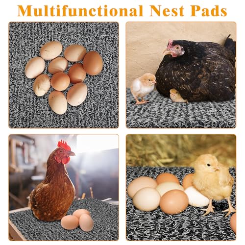 kathson Washable and Reusable Chicken Nesting Pads Plastic Nest Box Pads Durable Chicken Coop Liners Laying Indoor/Outdoor Mats for Hen Duck Rabbit Small Pets 12 x 12 x 0.79Inches(4Pcs,Grey)