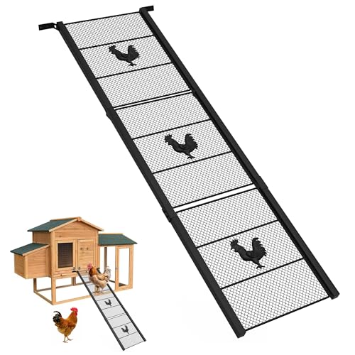 Metal Chicken Coop Ramp, Ladder Length Adjustable for Henhouse, Heavy Duty Coop Ramp for Feet Problem or Cannot Fly Chickens, Waterproof, Non-Slip, Rustproof, Sturdy and Easy to Clean (38.98*11 inch) - size: 38.98*11 inch