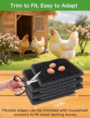 Washable Nesting Pads for Chicken Coop, 4-Pack, 13×11 in Chicken Laying Pads, Trim-to-Fit Open-Grid Design for Cleaner Eggs (Light Gray)