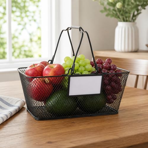 Garden Harvest Basket,Metal Wire Storage Basket with Handle,Large Food Baskets,Garden Baskets for Gathering Vegetables,Fruits,Kitchen,Picnic,Black