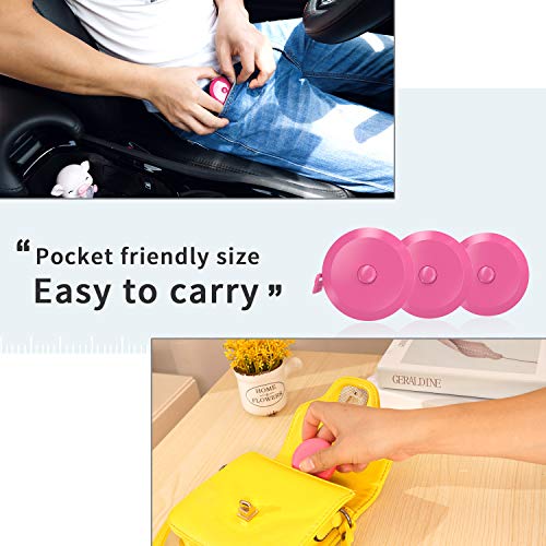 DiCUNO 60-Inch 1.5 Meter Soft and Retractable Tape Body Tailor Sewing Craft Cloth Dieting Measuring Tape (3 Pcs of Pink with Soft Tape) - color: Pink*3pcs