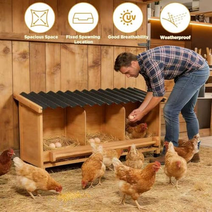 Nesting Boxes for Chickens,Chicken Laying Boxes for Hens,Nest Box | 3 Compartments, Wall Mount or Floor Use, PVC Roofing,Privacy Back Panel for Hens, Ducks, Chickens, Easy to Assemble&Clean - size: 37.1"L x 13.0"W x 18.2"H